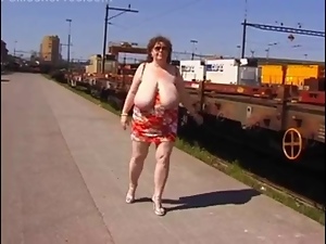 Mature big tits exhibitionist