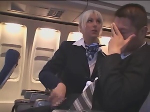 Hot Handjob from sexy Stewardess