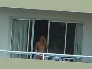 voyeur girl nude in balcony  argentina . far away ( 200 m)