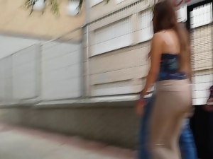 candid booty brown spandex teen