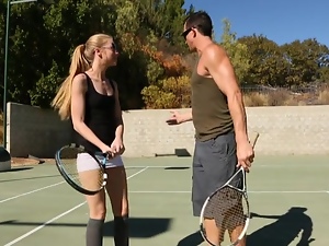Naughty tennis babe plays the game