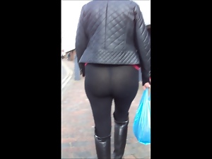 Dirty arse in see-through leggings