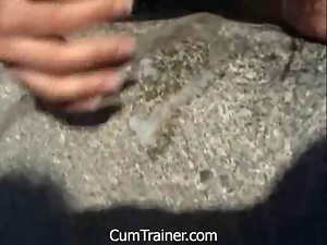 Britney eating cum off a rock!