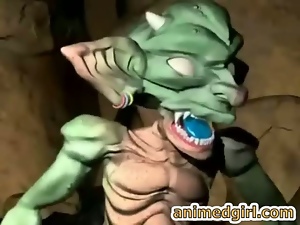 Shemale hentai threesome fucked with monster