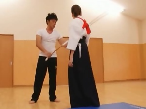 Karate teacher MILF fucks one of her students