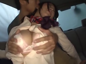 Busty Japanese Stewardess Has Rough Sex In A Car