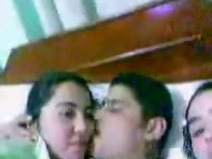 Arab Man kiss Two Arab (Egyptian) Girl in bed