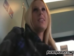 Sexy blonde Angel Wicky Fucking And Blowjob In train toilet